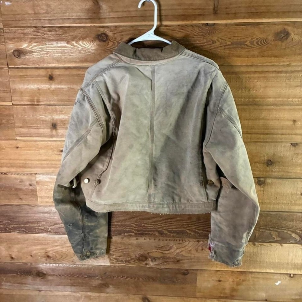 Vintage Y2K Carhartt brown cropped Detroit style work wear jacket - Picture 2 of 5